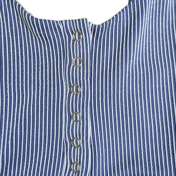 Onia Lola Striped One Piece Swimsuit XS Blue White Nautical Snap Button - Picture 4 of 9